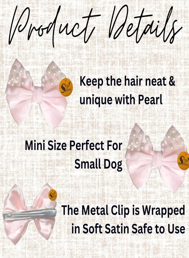 Sage Square Luxury Pet Pearl Bow | Stylish Grooming Clip | Fancy Bowknot for Dogs & Cats | Elegant Non-Slip Hair Accessory for Special Occasions, Parties & Weddings | Perfect for your Pet (Light Pink) - Image 5